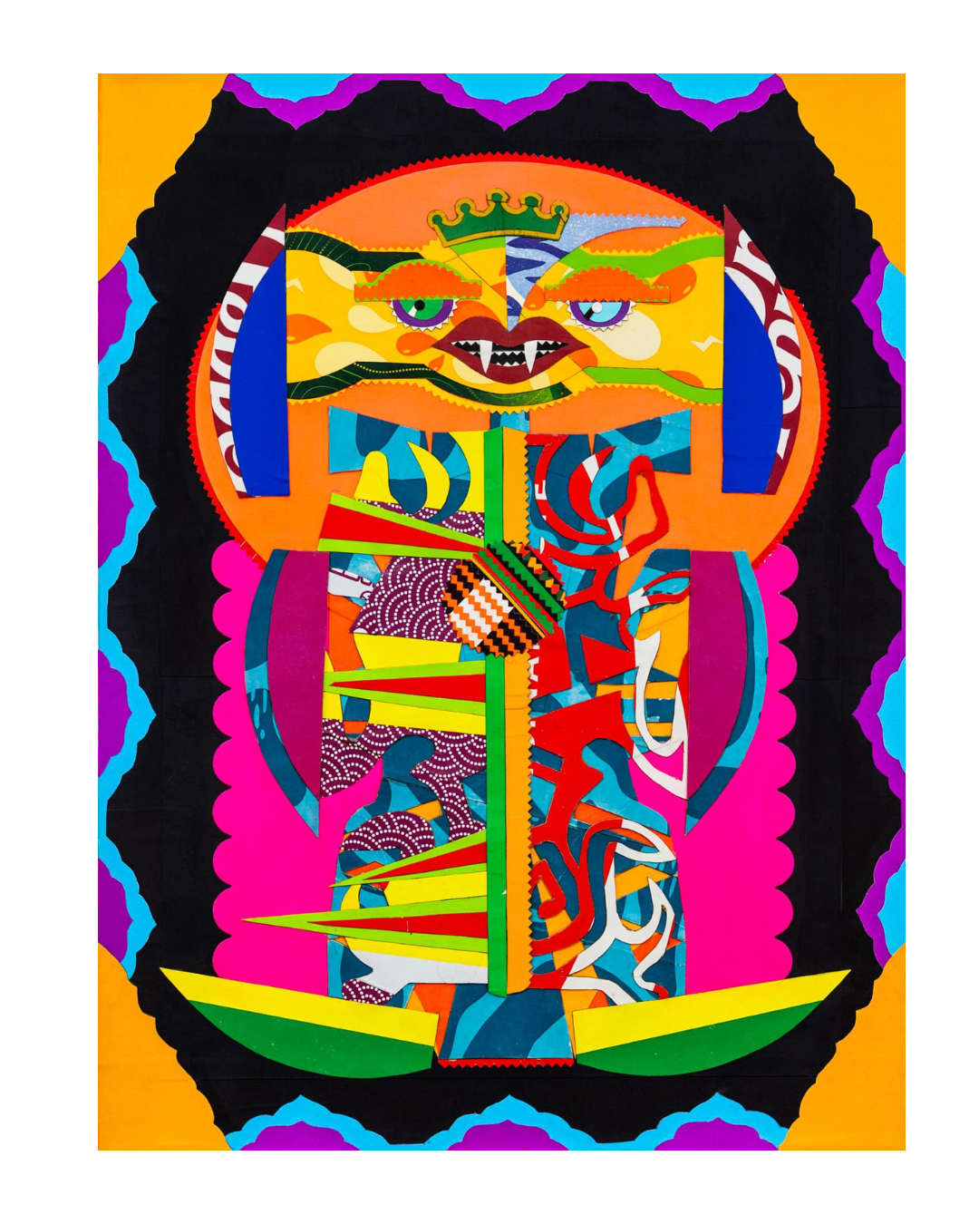 Spiritual Warrior (center panel) — three-part mixed media collage by Joe Healy, assemblage artist NYC