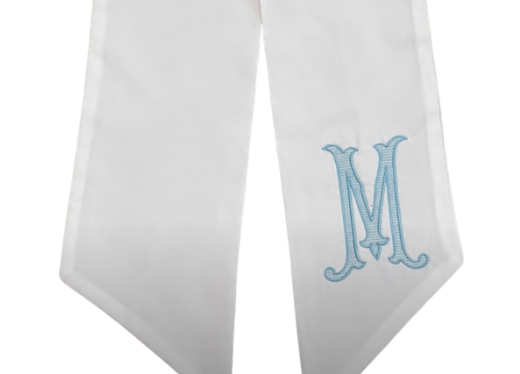 Single Letter Wreath Sash in Fishtail Line Fill
