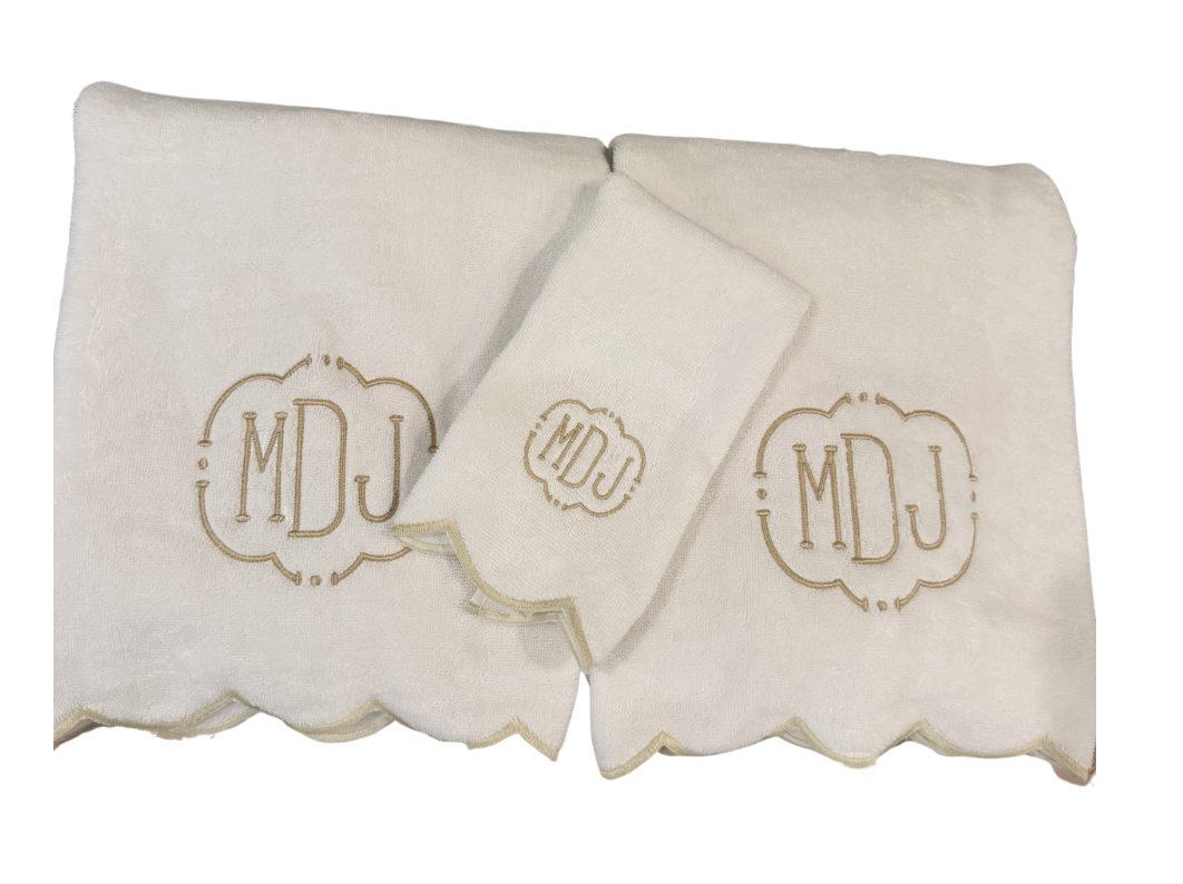 Scallop Turkish Cotton in Beige Accent Set of 6