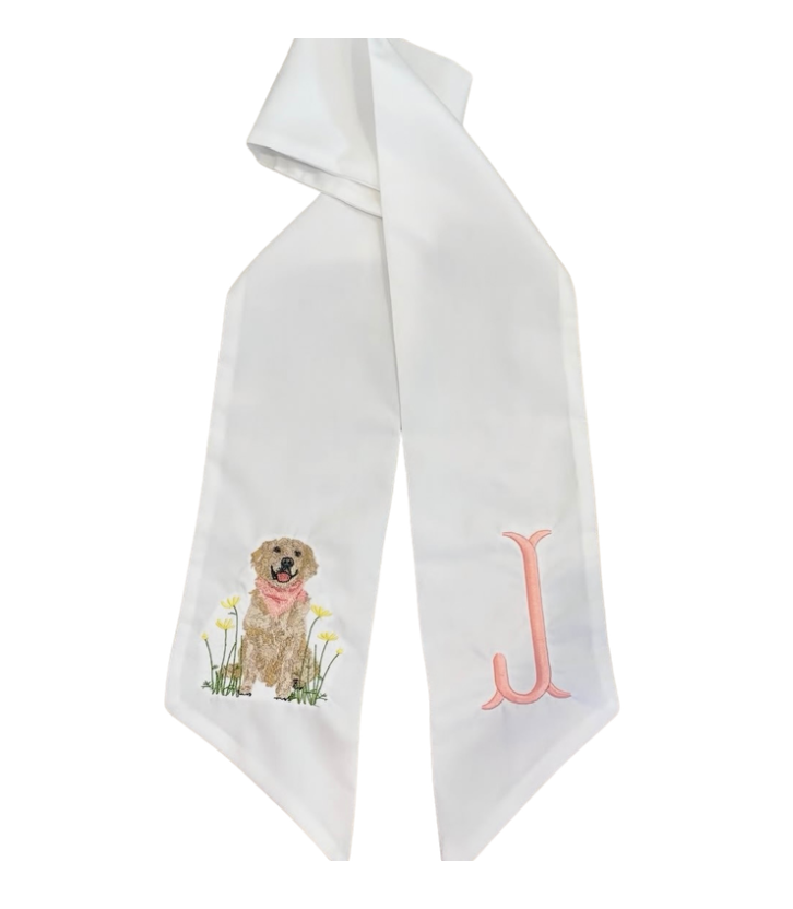 Golden Retriever Monogrammed Wreath Sash