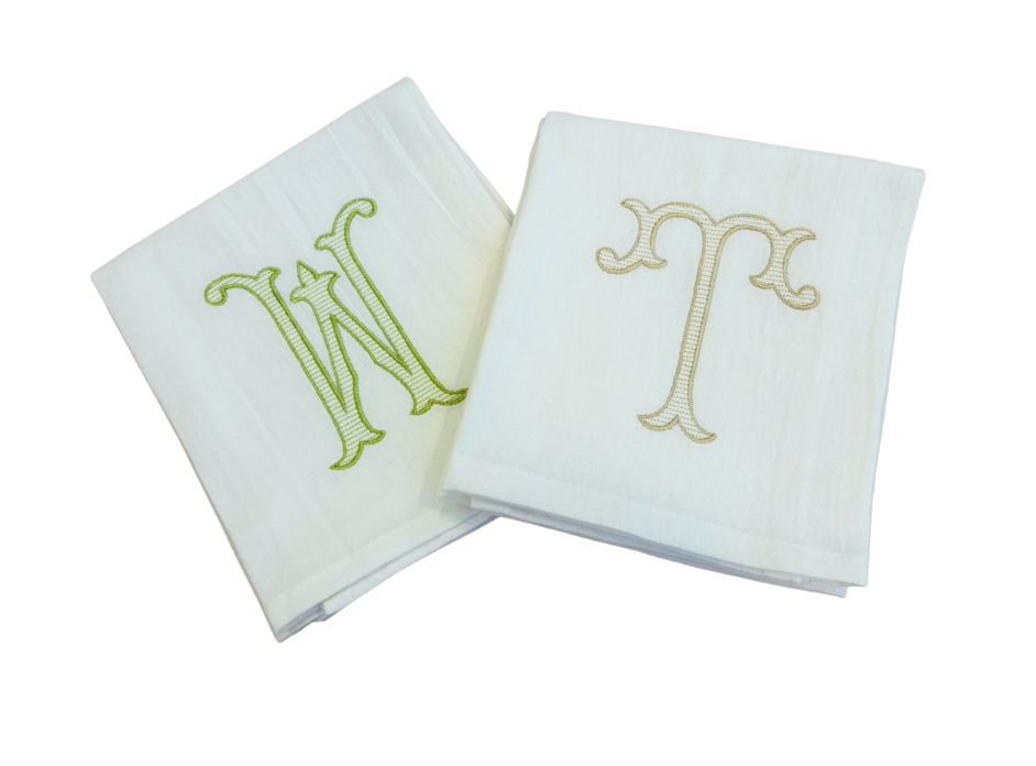 Single Letter Fishtail Stripe Tea Towel