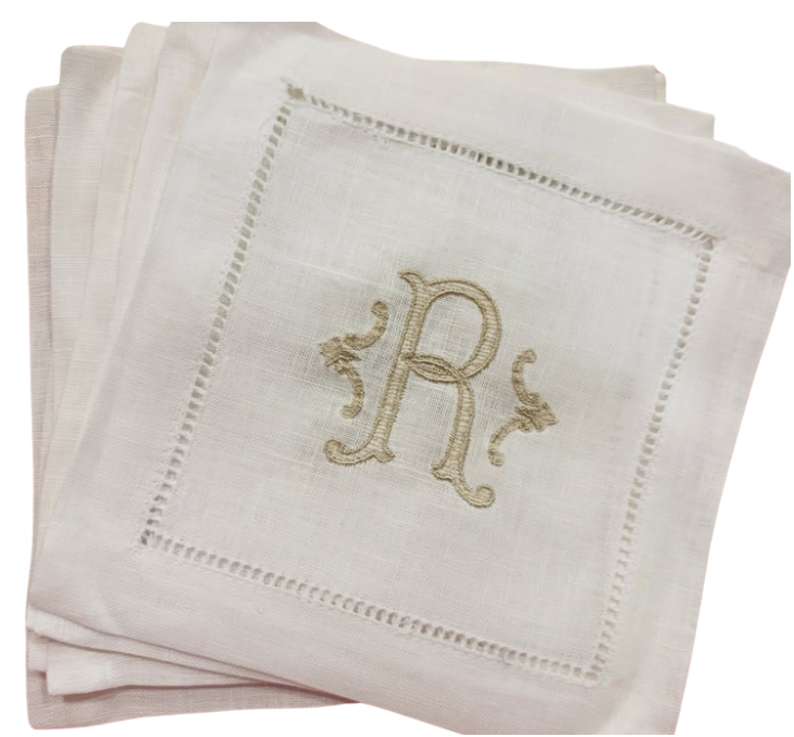 Single Letter Fishtail Stripe Cocktail Napkins