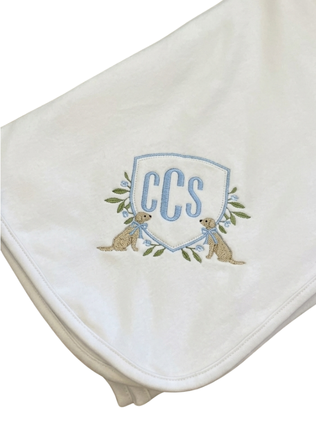 Golden Retriever/ Lab Cotton Receiving Blanket- Boy