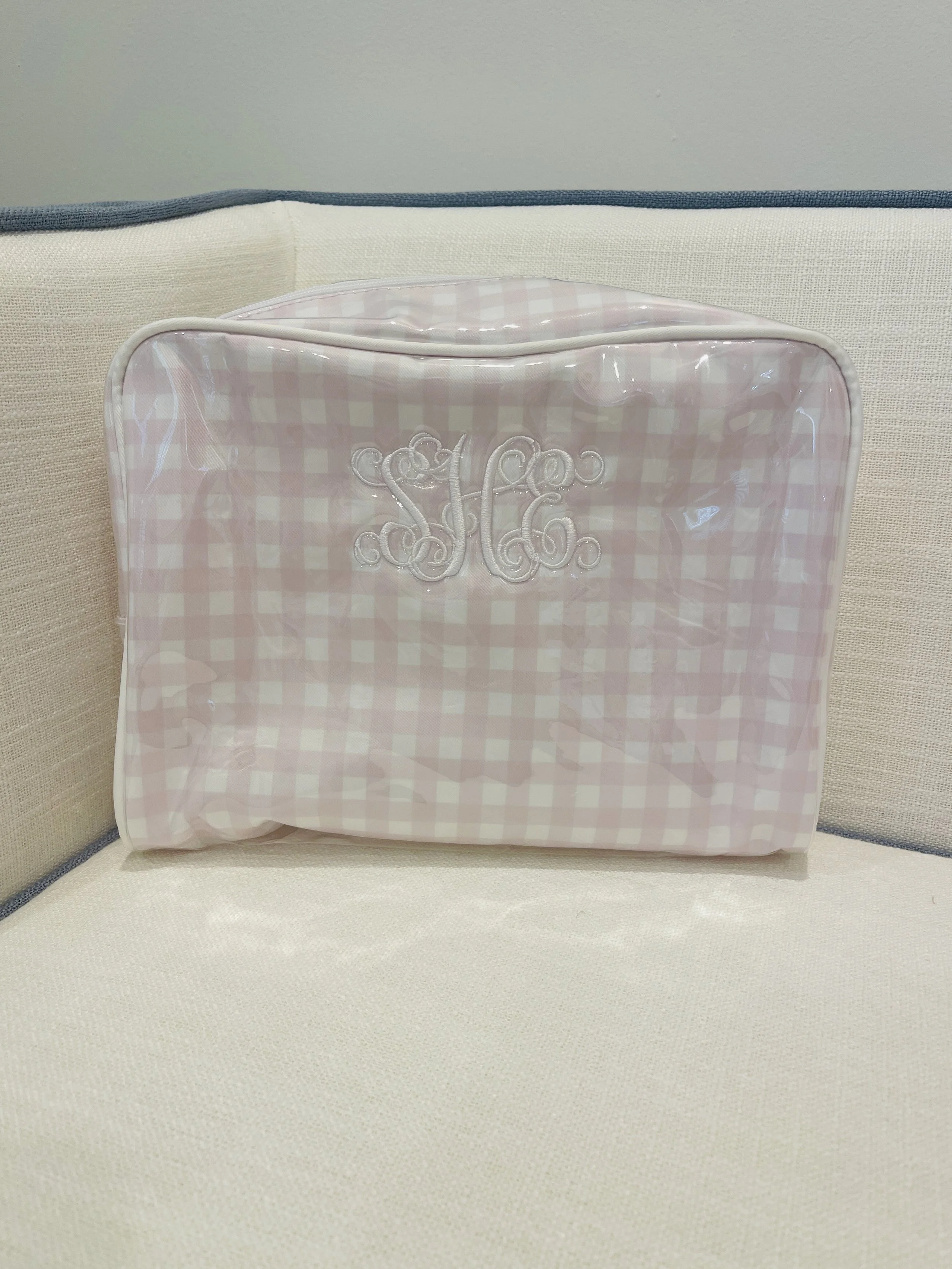 Pink Gingham Toiletry Bag (XL)