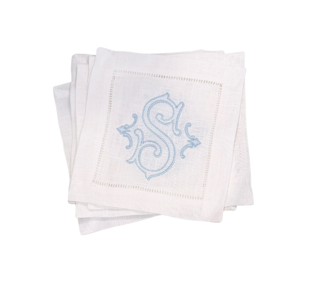 Single Letter Fishtail Stripe Cocktail Napkins