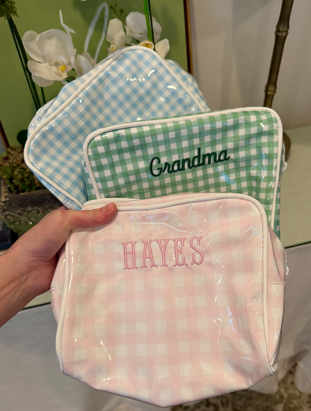 Pink Gingham Diaper Bag Pouch (Medium)