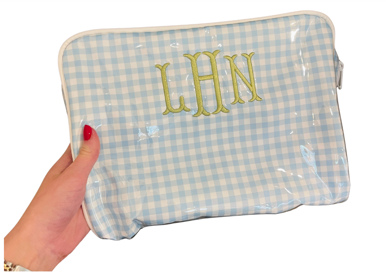 Blue Gingham Toiletry Bag (XL)