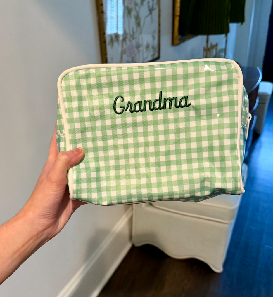 Green Gingham Toiletry Bag (Meidum)