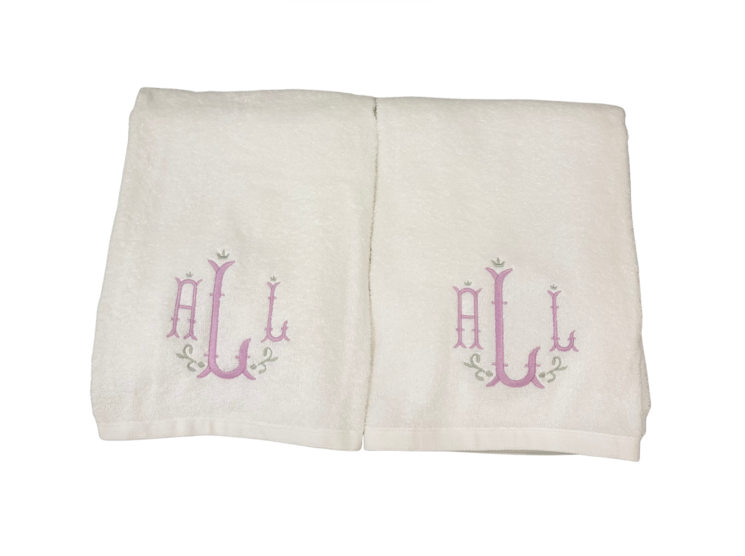 Cotton Terry Bath Towel Set in Nola Design- 2 Bath, 2 Hand Towels