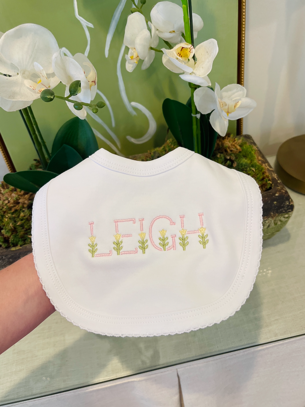 Picot Trim Baby Bib Set of 3
