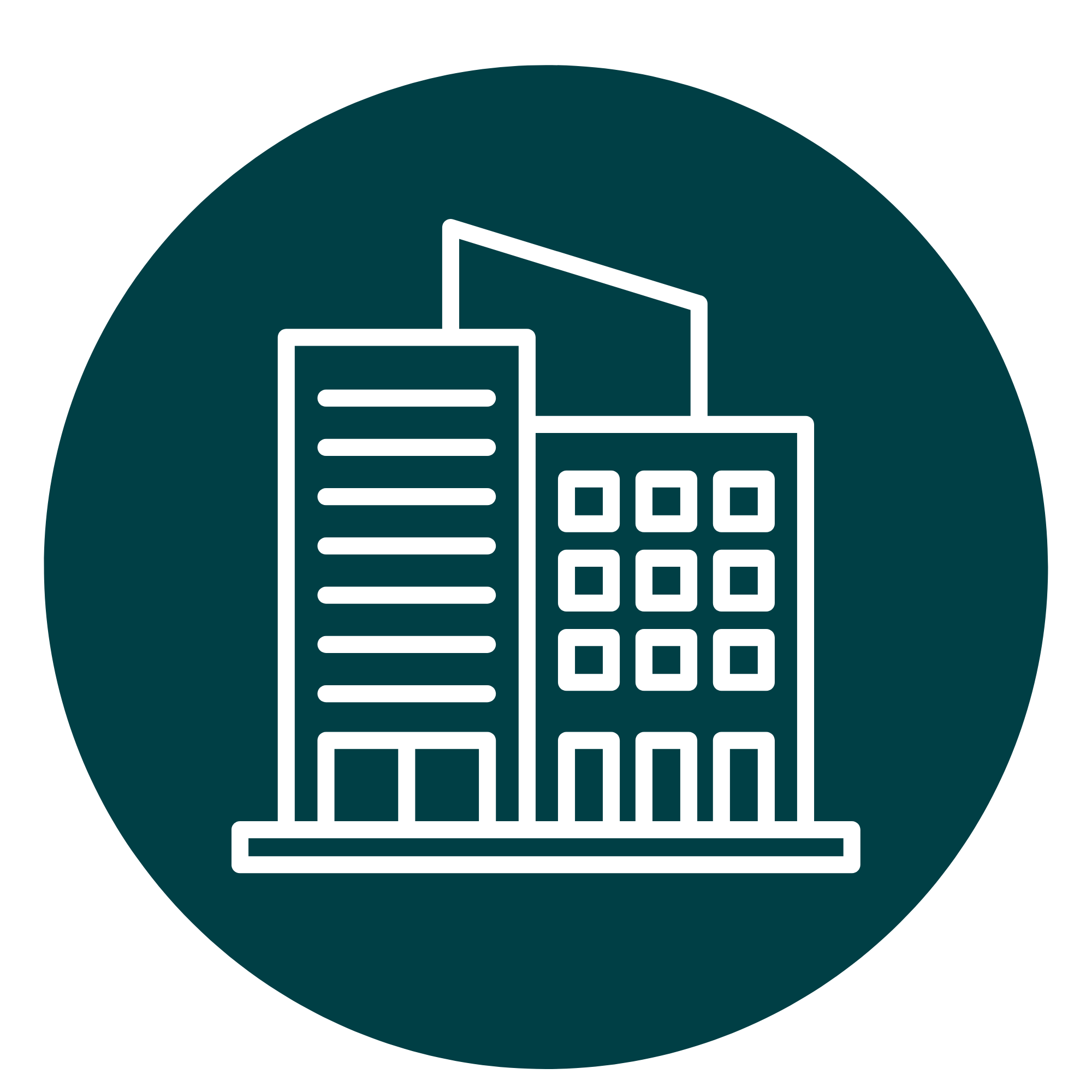 Teal icon representing business, workmen professionals in a corporate environment.