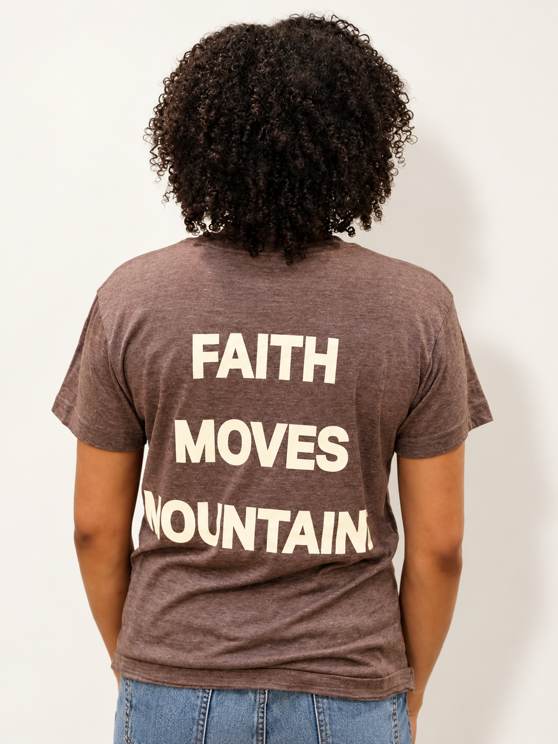 Faith Moves Mountains T-shirt - Ash Brown