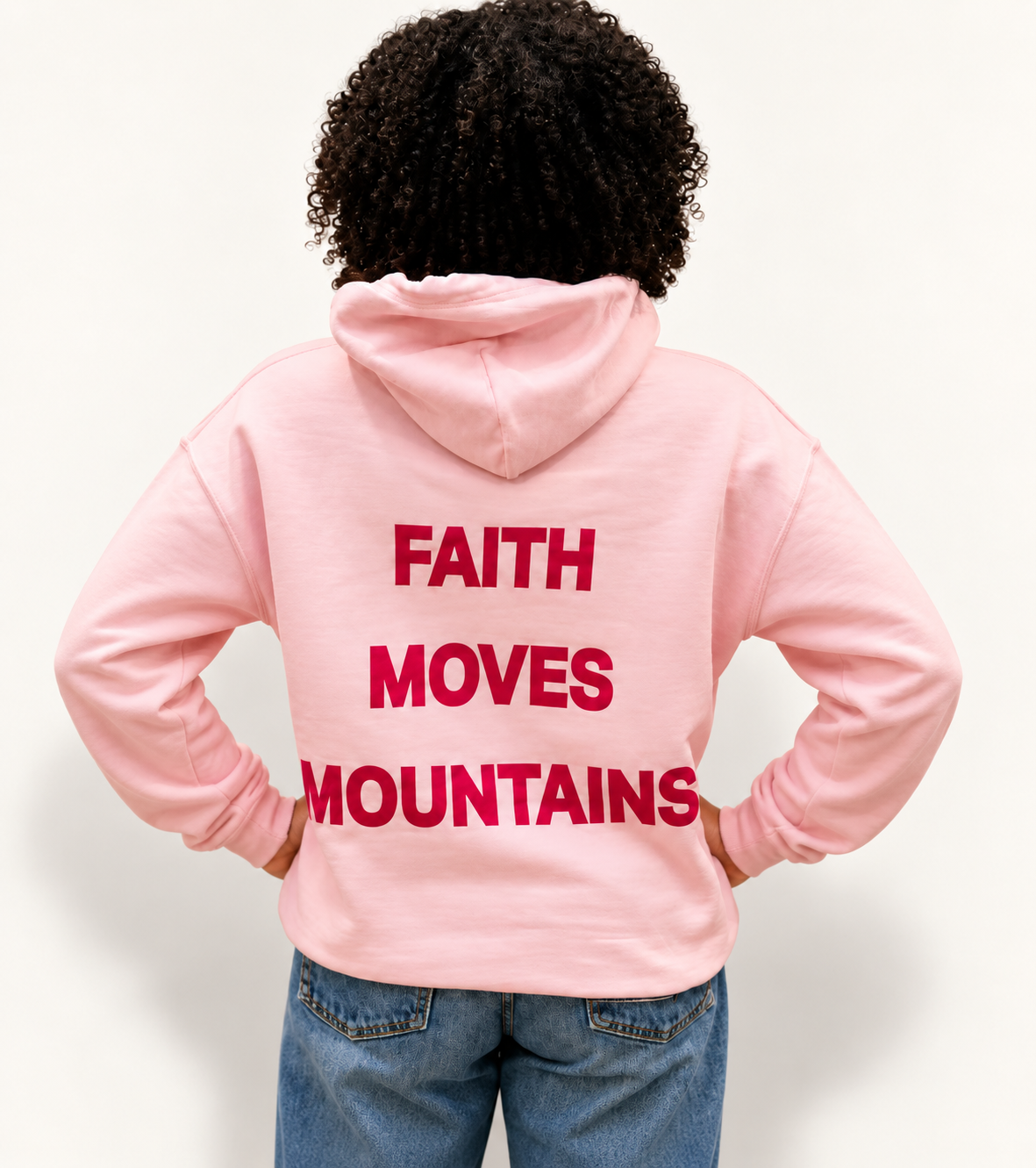 Faith Moves Mountains Hoodie - Pink