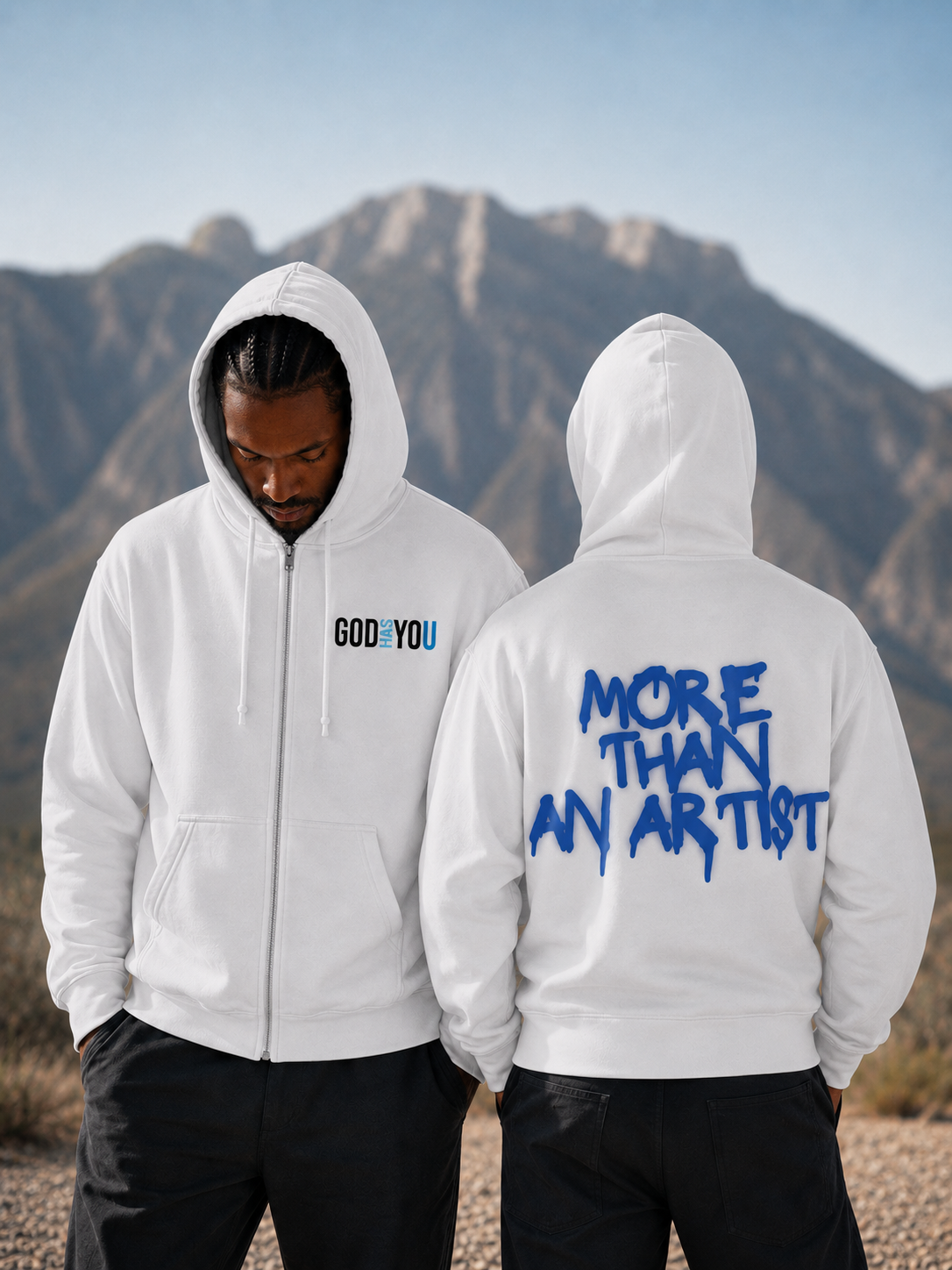 White Graphic Zip Up