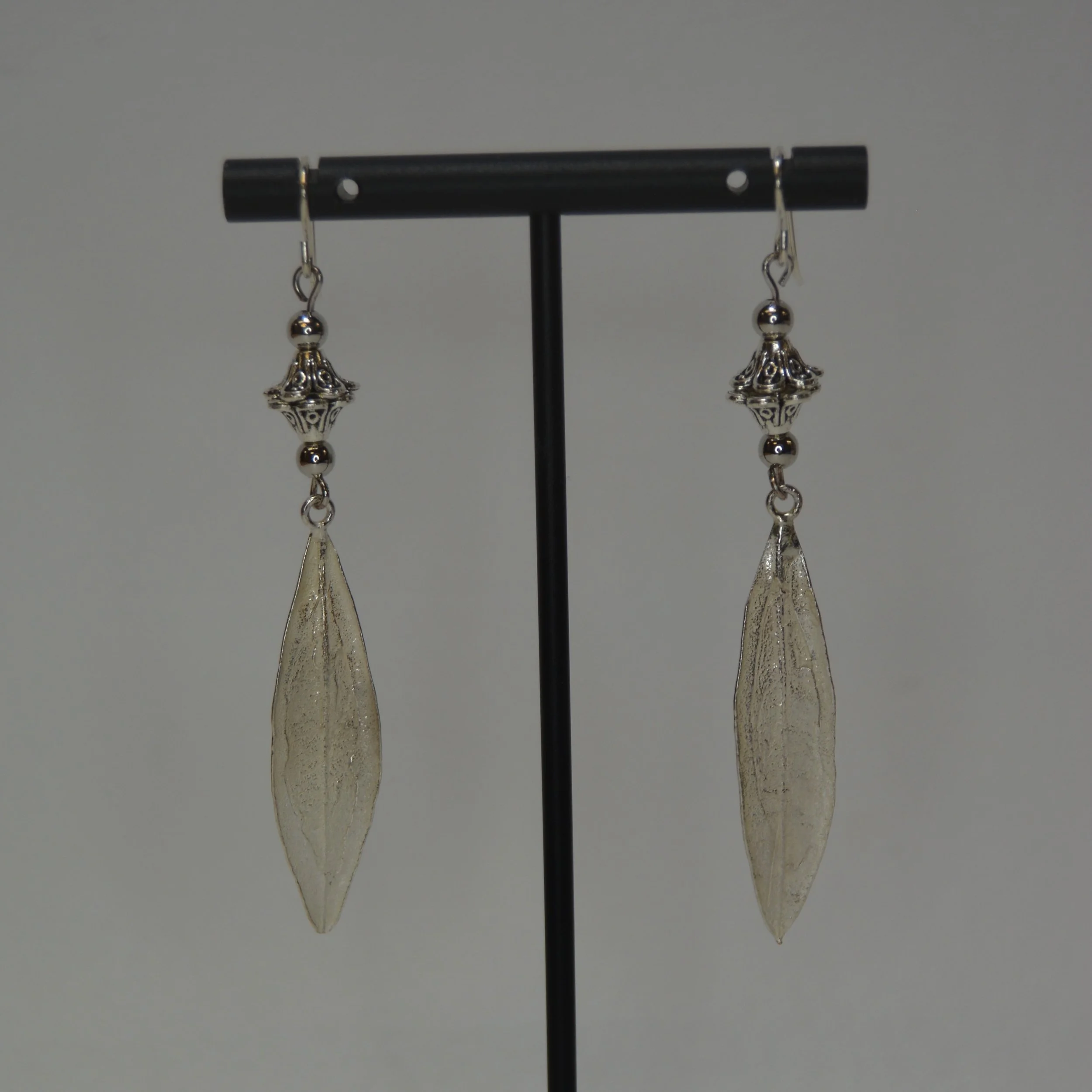 Long Silver Zaytoun Leaf Earring