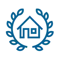 Logo azul con una casa y la frase 'Casa Segura'