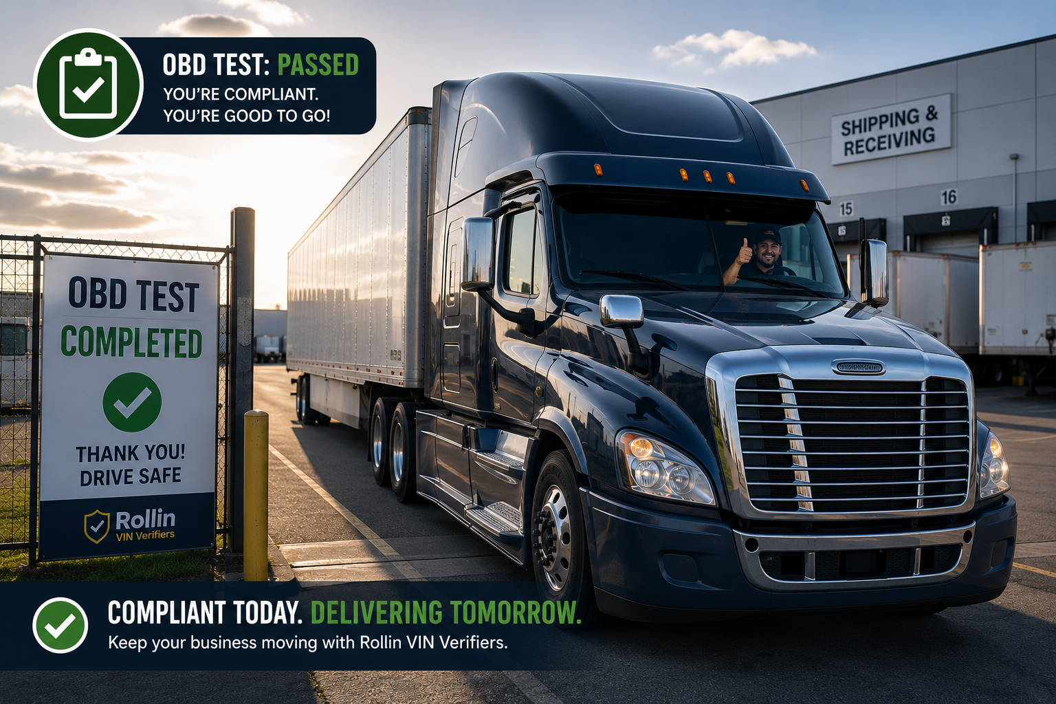 Owner-operator truck compliant and ready for California operations.