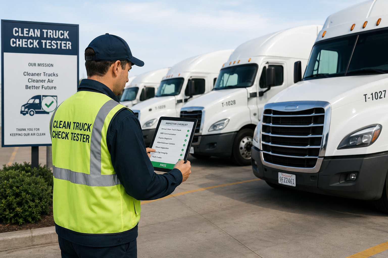 Clean Truck Check Tester performing Clean Truck Check OBD Test