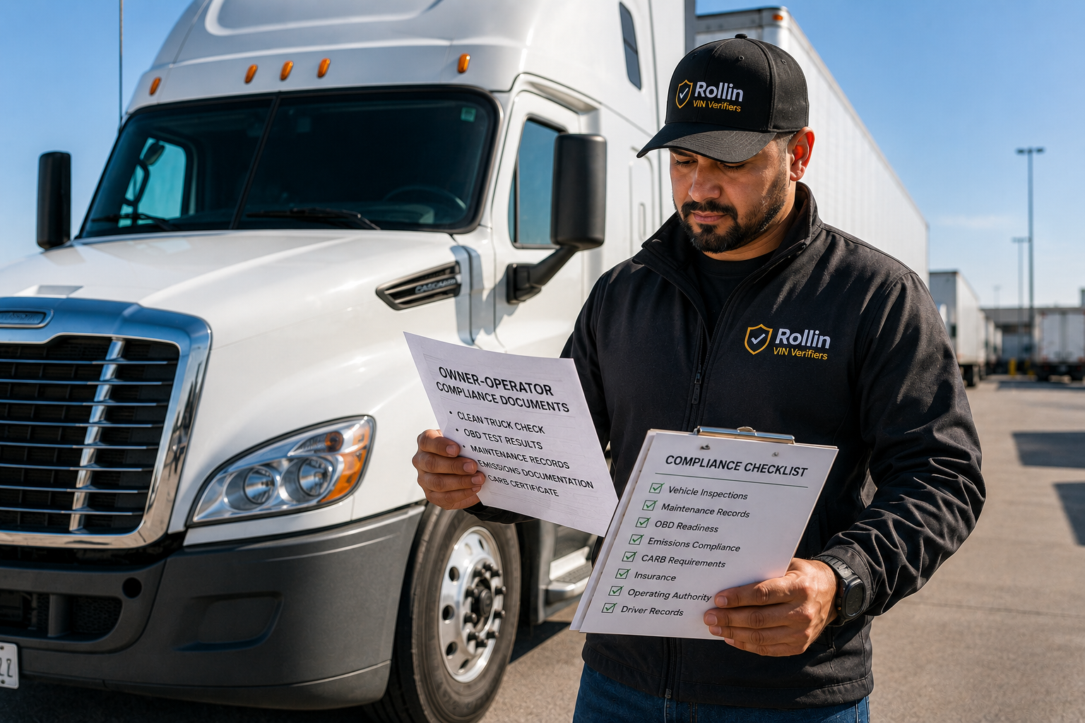 California owner-operator reviewing Clean Truck Check compliance requirements.
