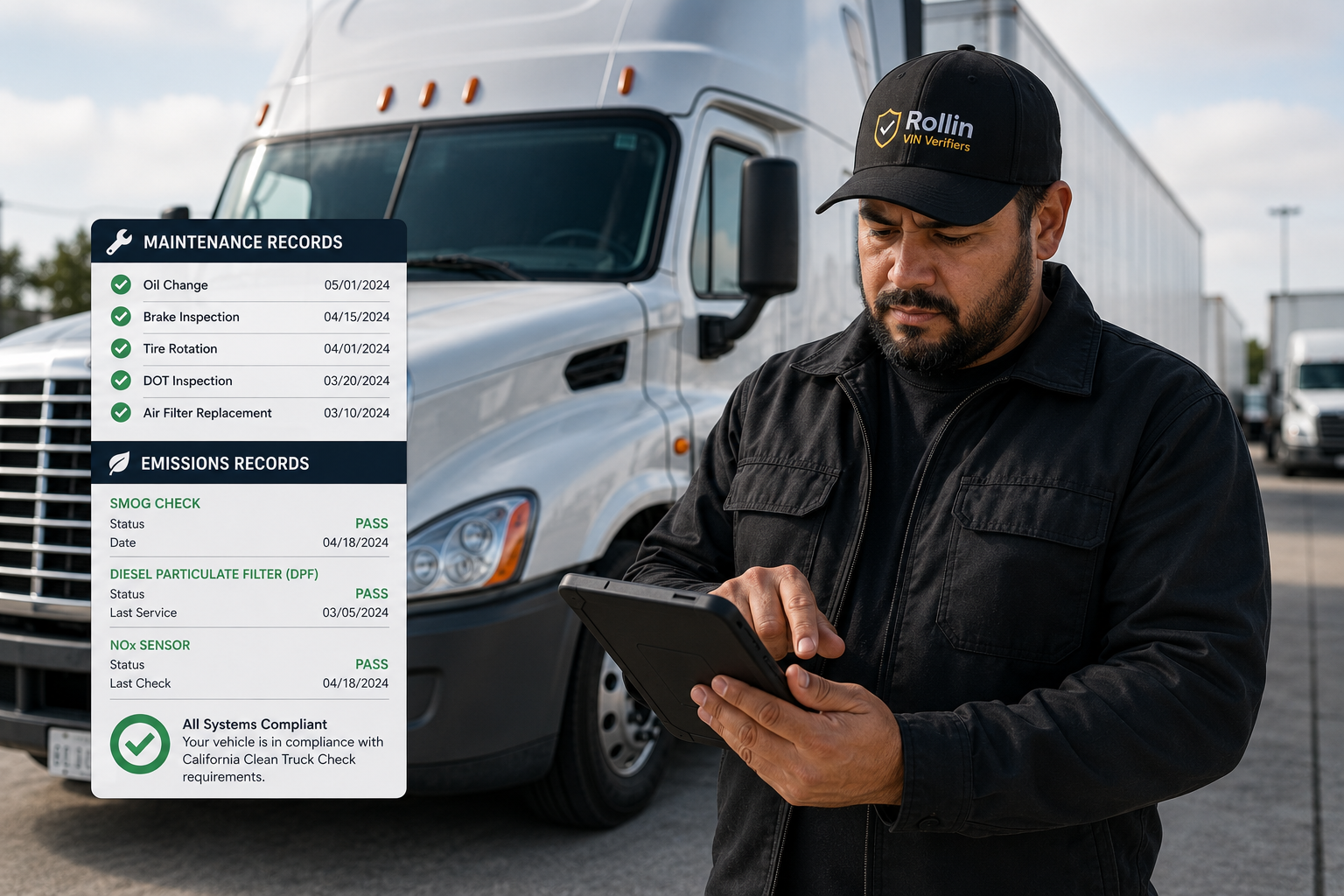 Owner-operator tracking truck compliance and maintenance records.