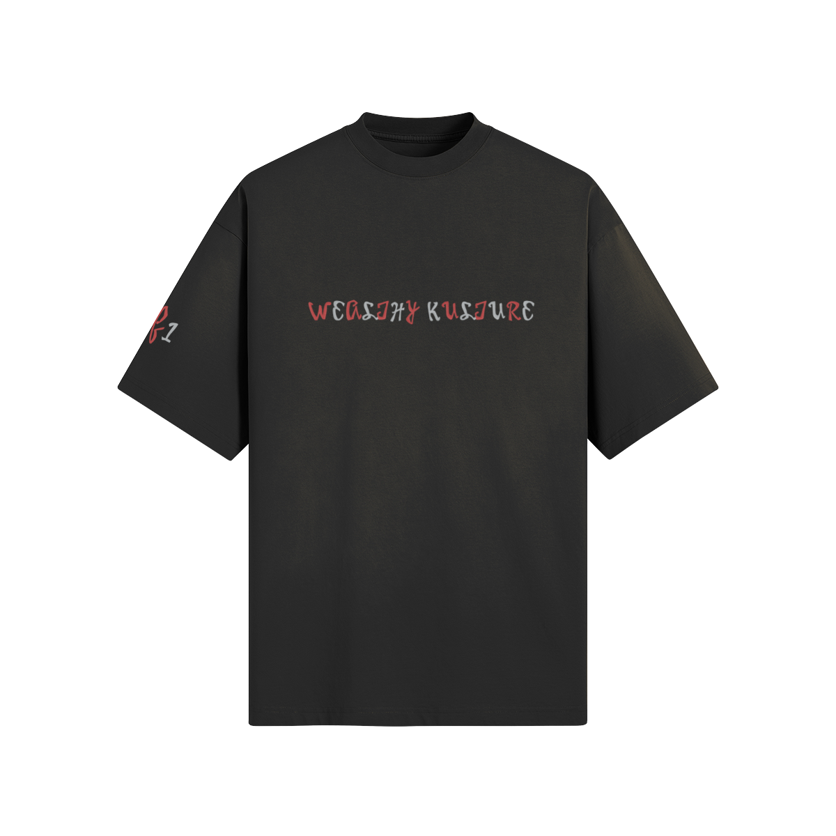 Wealthy Kulture Short Sleeve Tee with silver letters