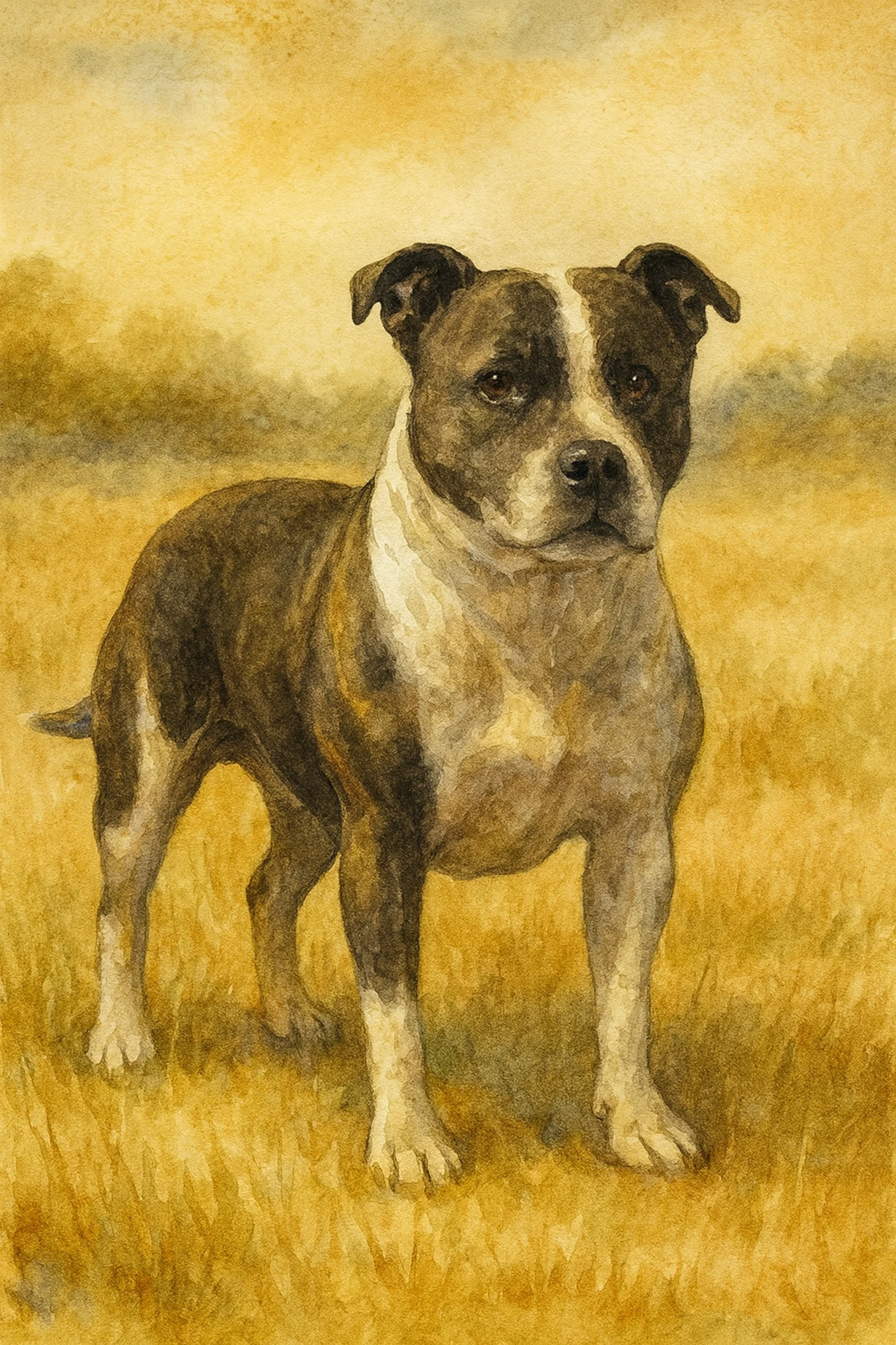 Staffordshire Bull Terrier in Sunlit Field.jpg