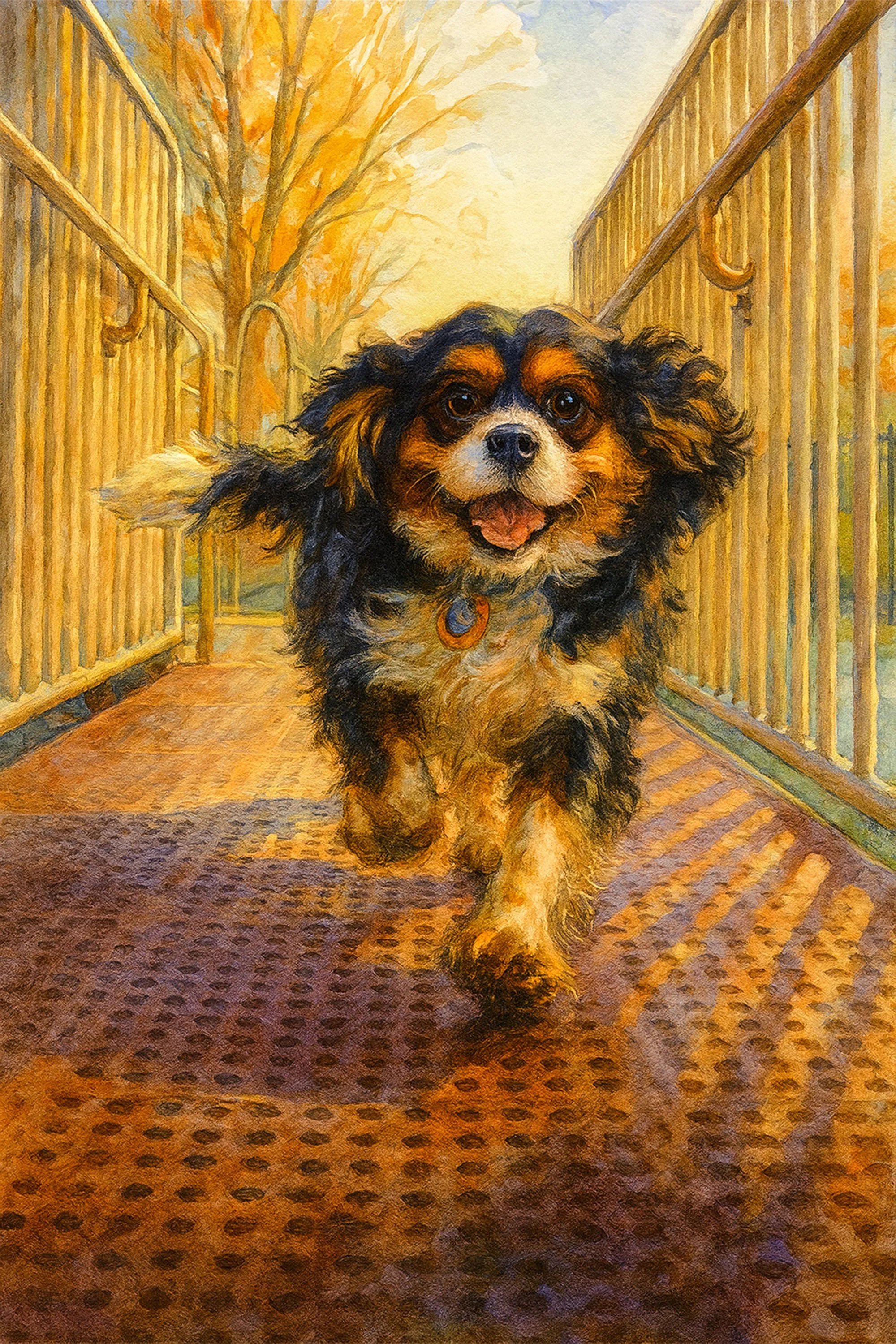 Playful Spaniel on Sunset Walkway.jpg