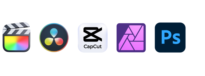 Professional editing workflow by a Bangkok videographer using Final Cut Pro, DaVinci Resolve, Adobe Premiere Pro, and After Effects for high-quality video production.