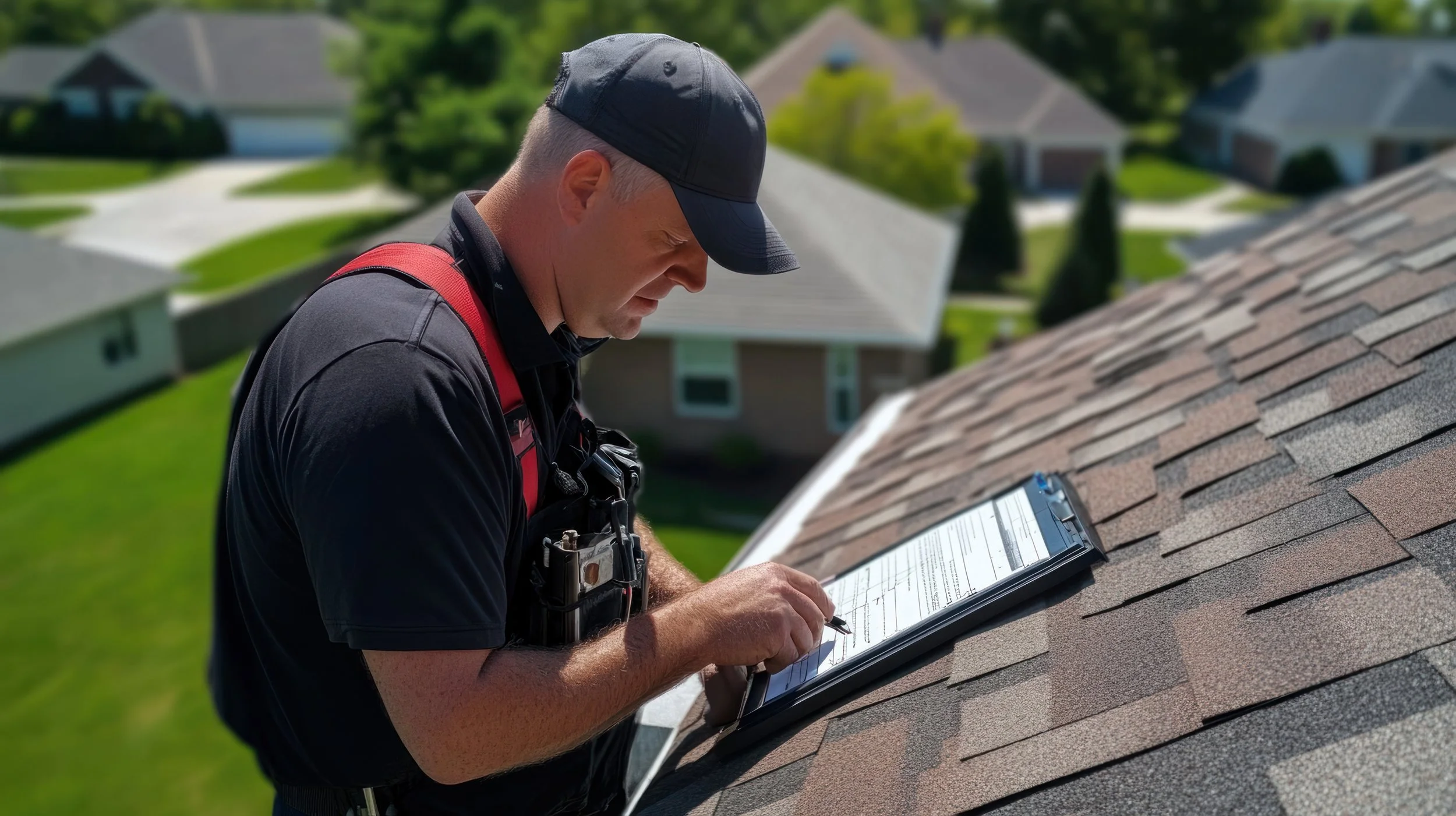roof inspection taking place at a residential home