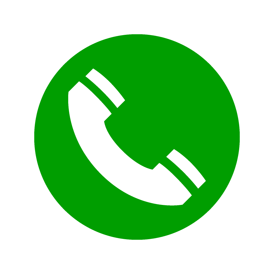 Green circular icon with white telephone receiver symbol in the center.