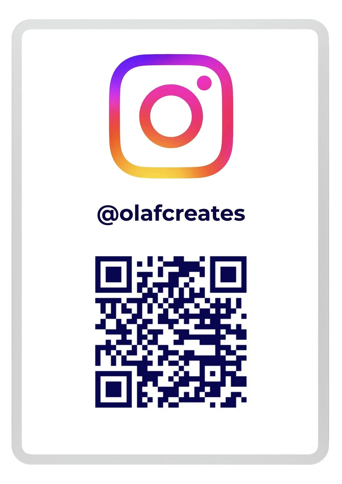 QR code linking to Instagram profile @olafcreates