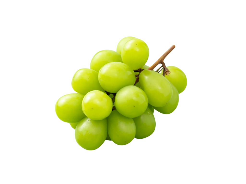Green grape bunch on a black background.