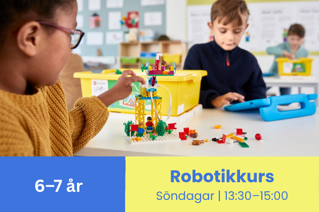 Vallentuna • Robotikkurs • Söndagar 13:30–15:00 (7 veckor) • 30 aug–11 okt