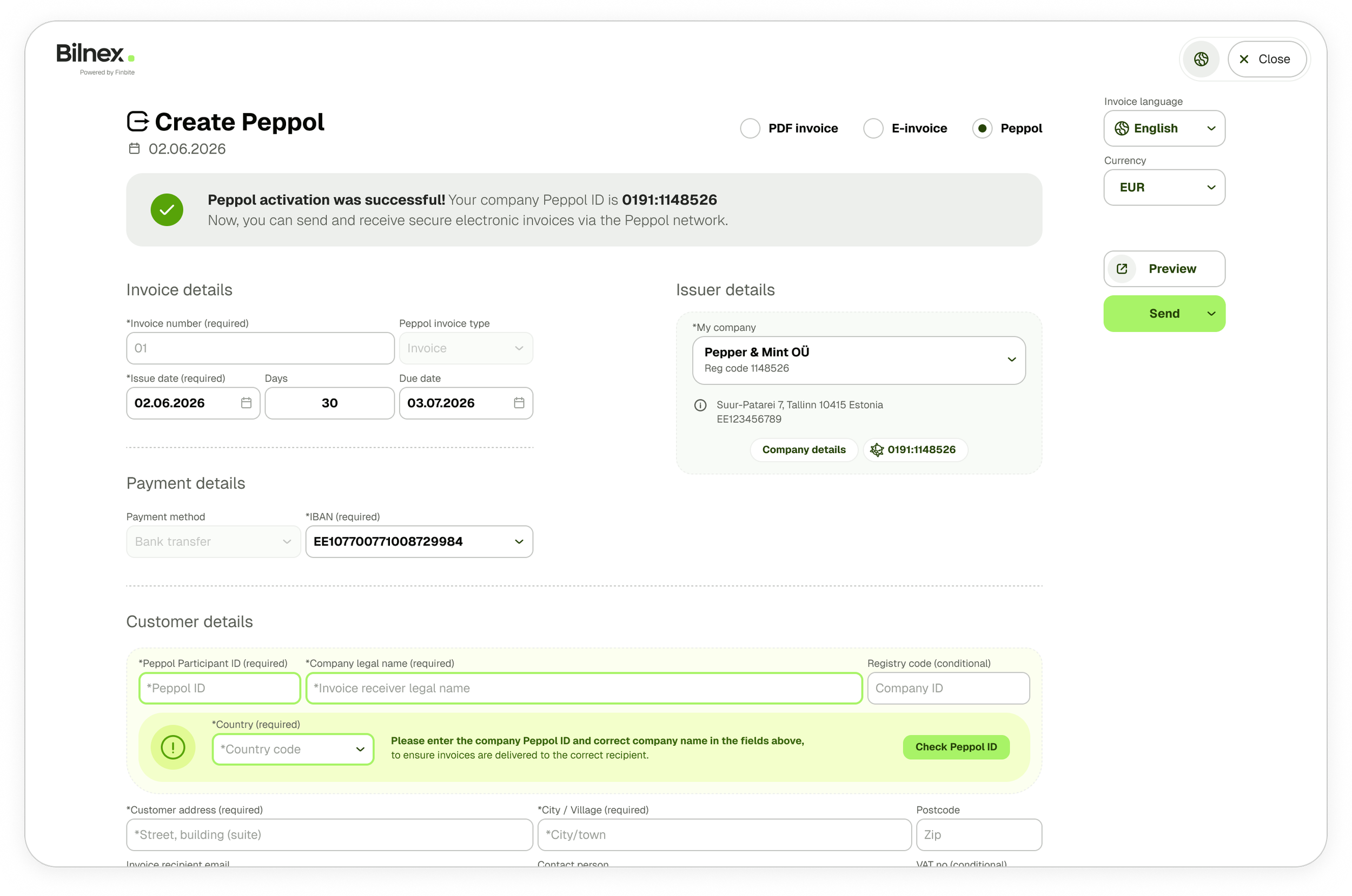 Bilnex Peppol Design