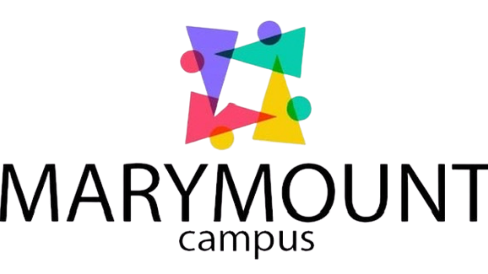 Colorful abstract logo with geometric shapes above the words 'MARYMOUNT campus' in black text.