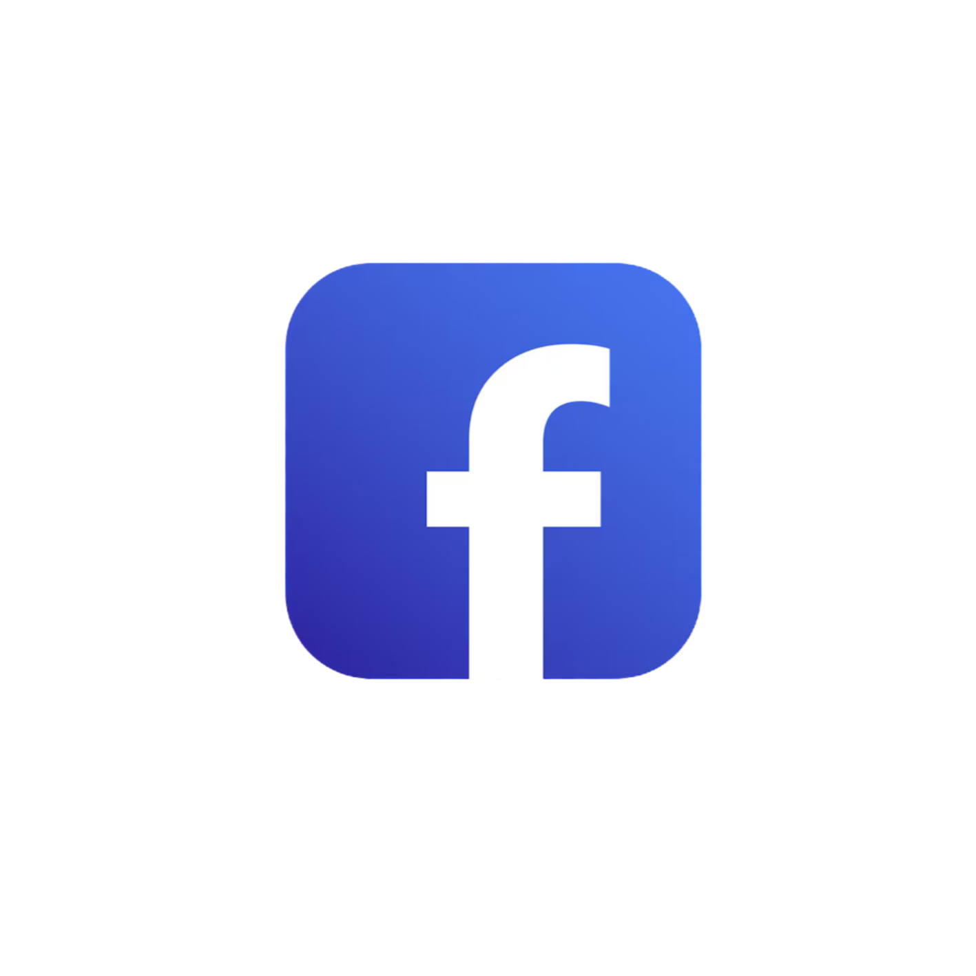 Facebook app icon with a white lowercase 'f' on a blue square background.