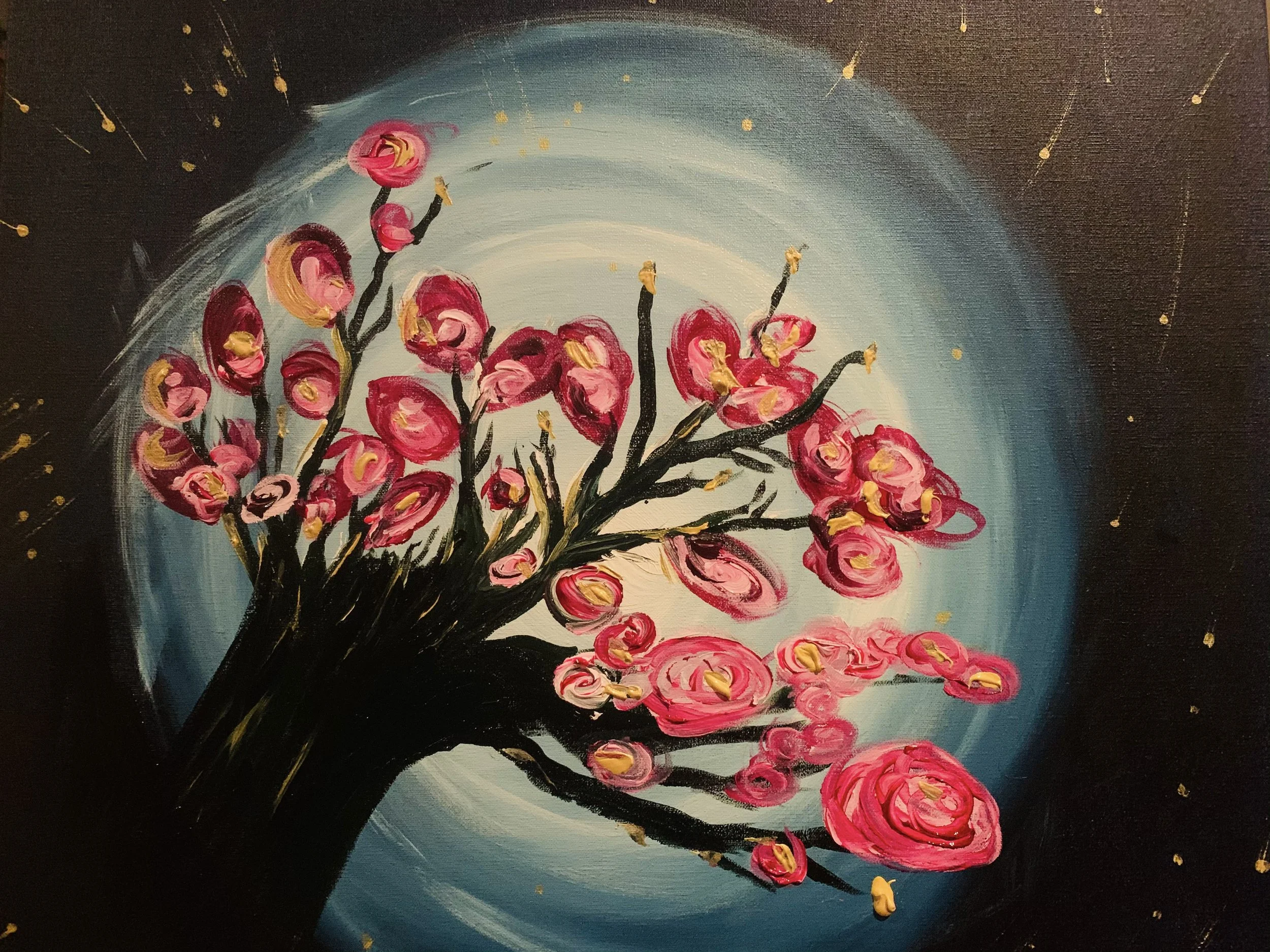 Moonlit Blossom - Original Acrylic on Canvas