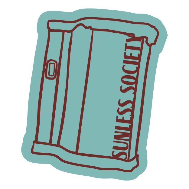 Illustration of a blue football helmet with the words 'Sunniest Society' written on it.