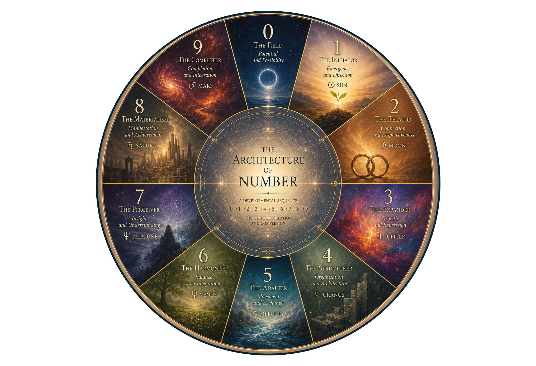 The Architecture of Numbers 0-9 in Chaldean Numerology