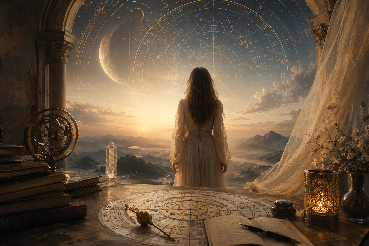 Mystical gaze through the celestial gate