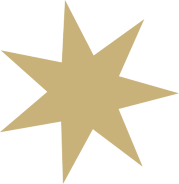 A gold seven point star.