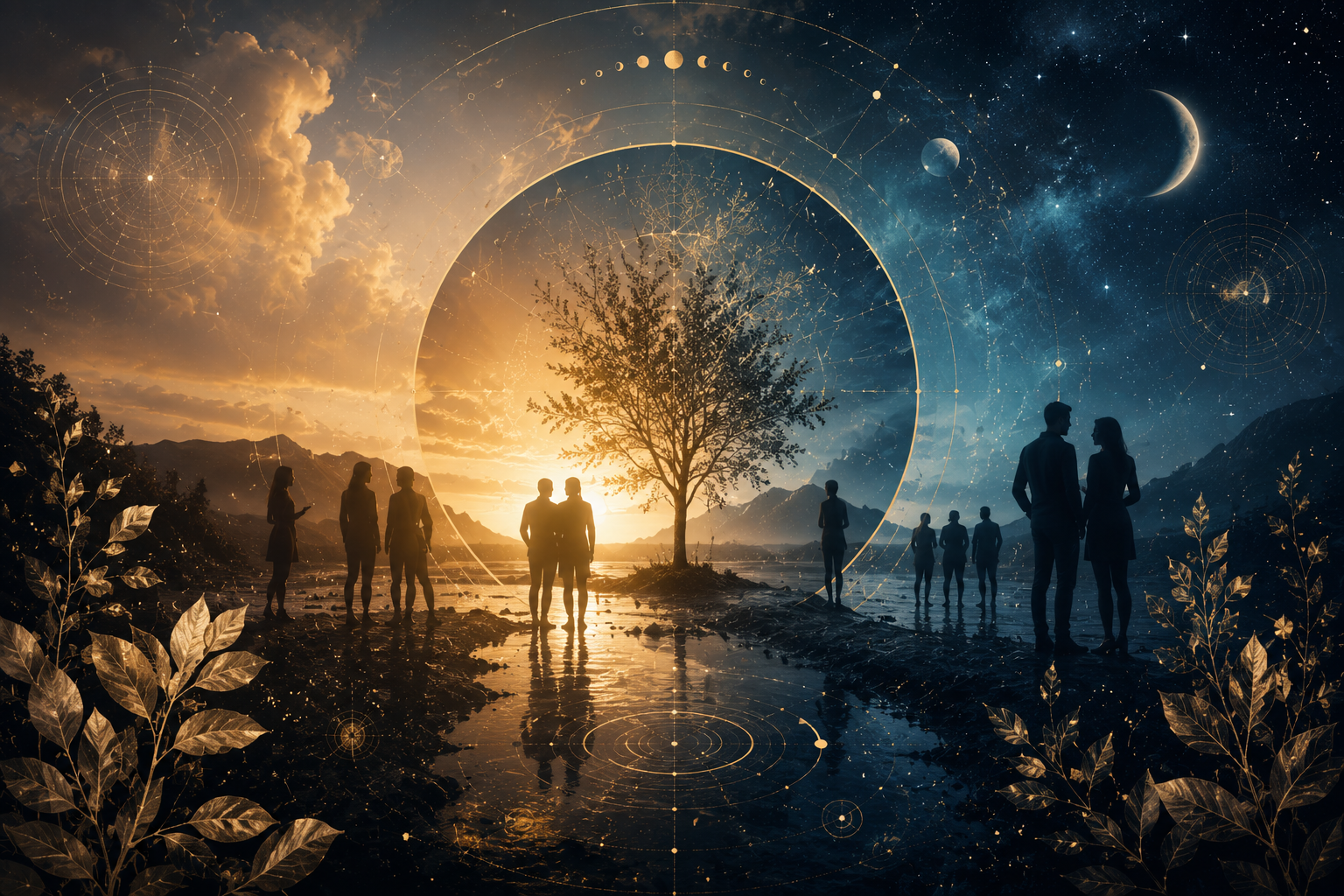 celestial horizon with cosmic alignment