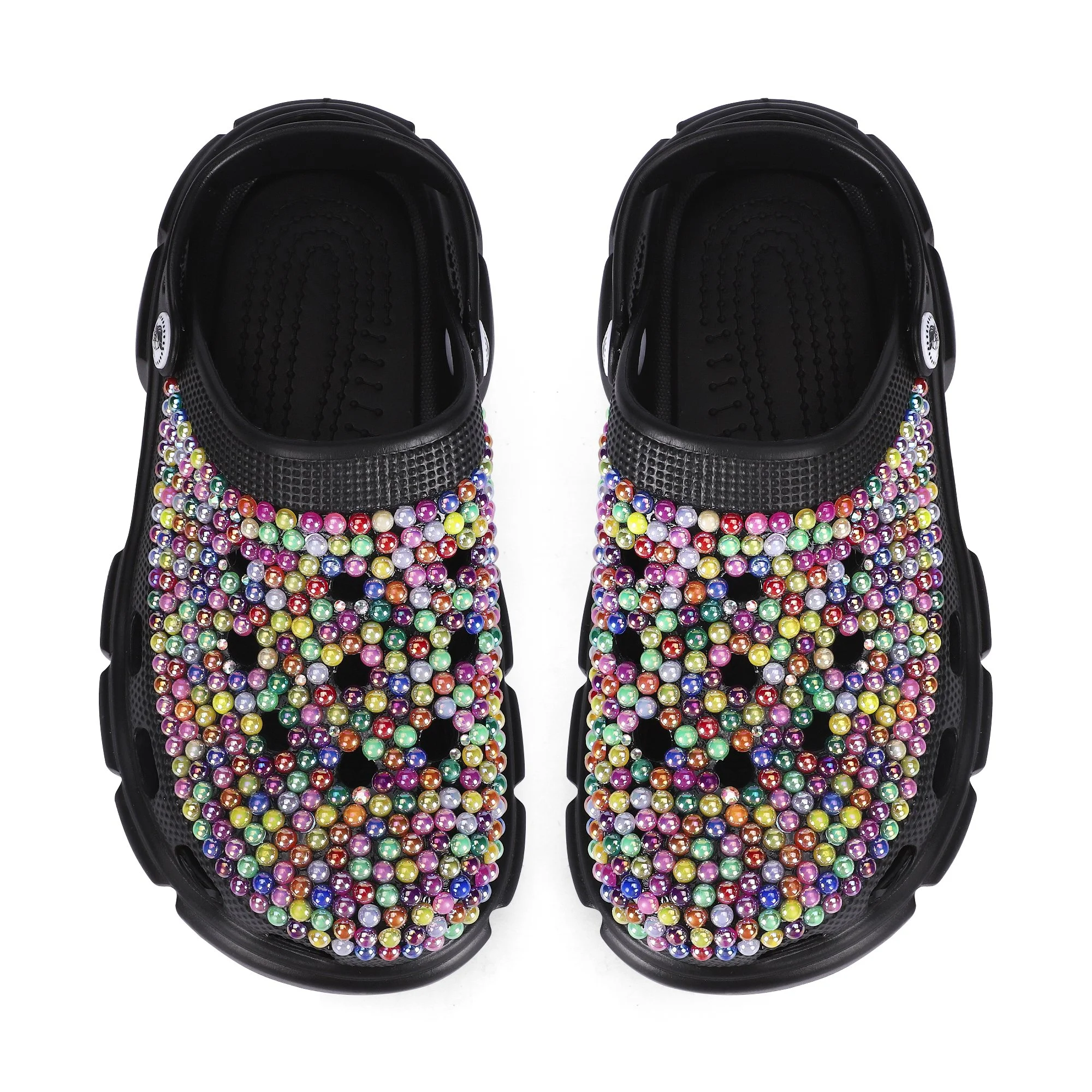 Women's EVA Bling Rhinestone Clogs Black Multi-Colored -"Memento Mori"