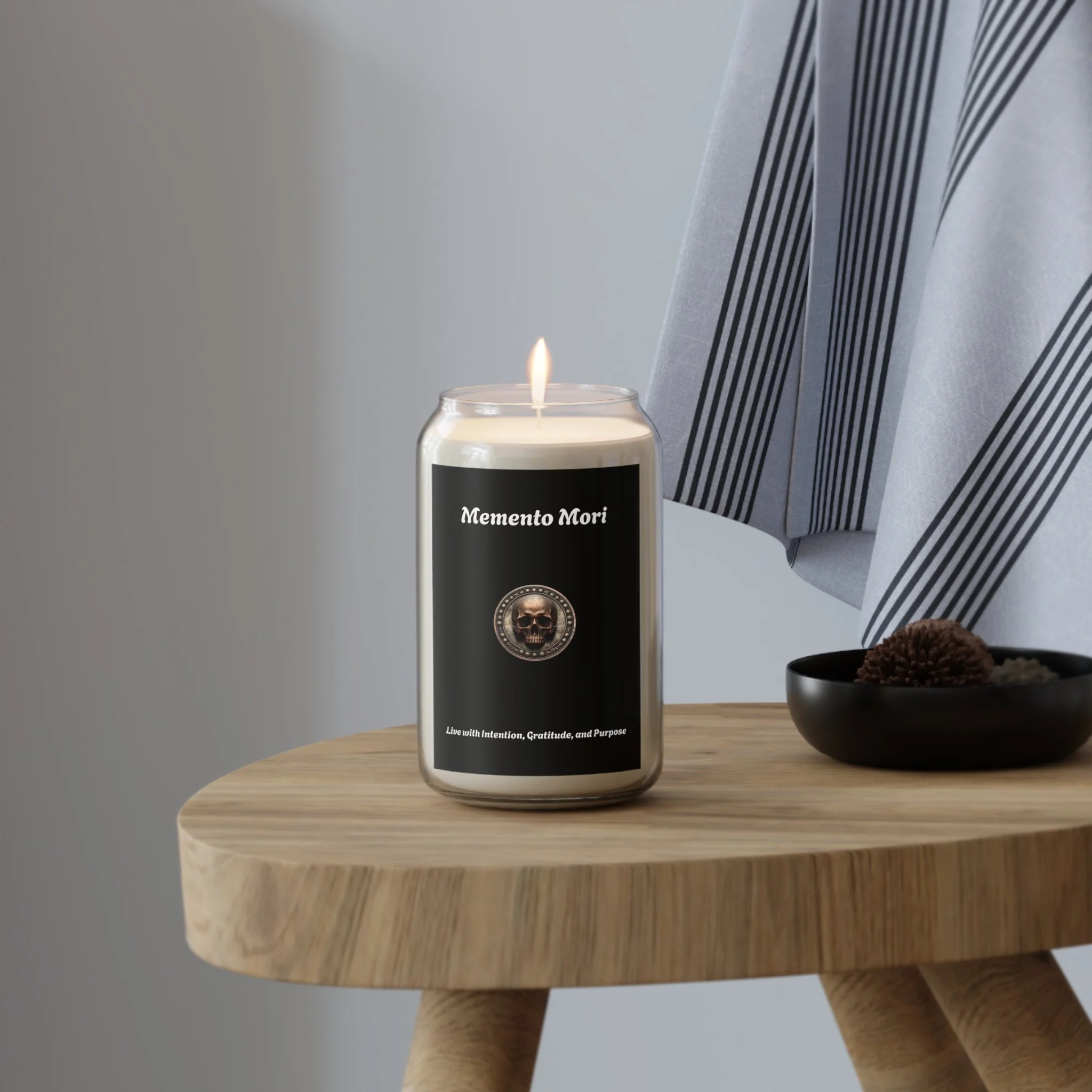 "Memento Mori" Scented Candle - "Live with Intention, Gratitude, and Purpose" - 13.75 oz