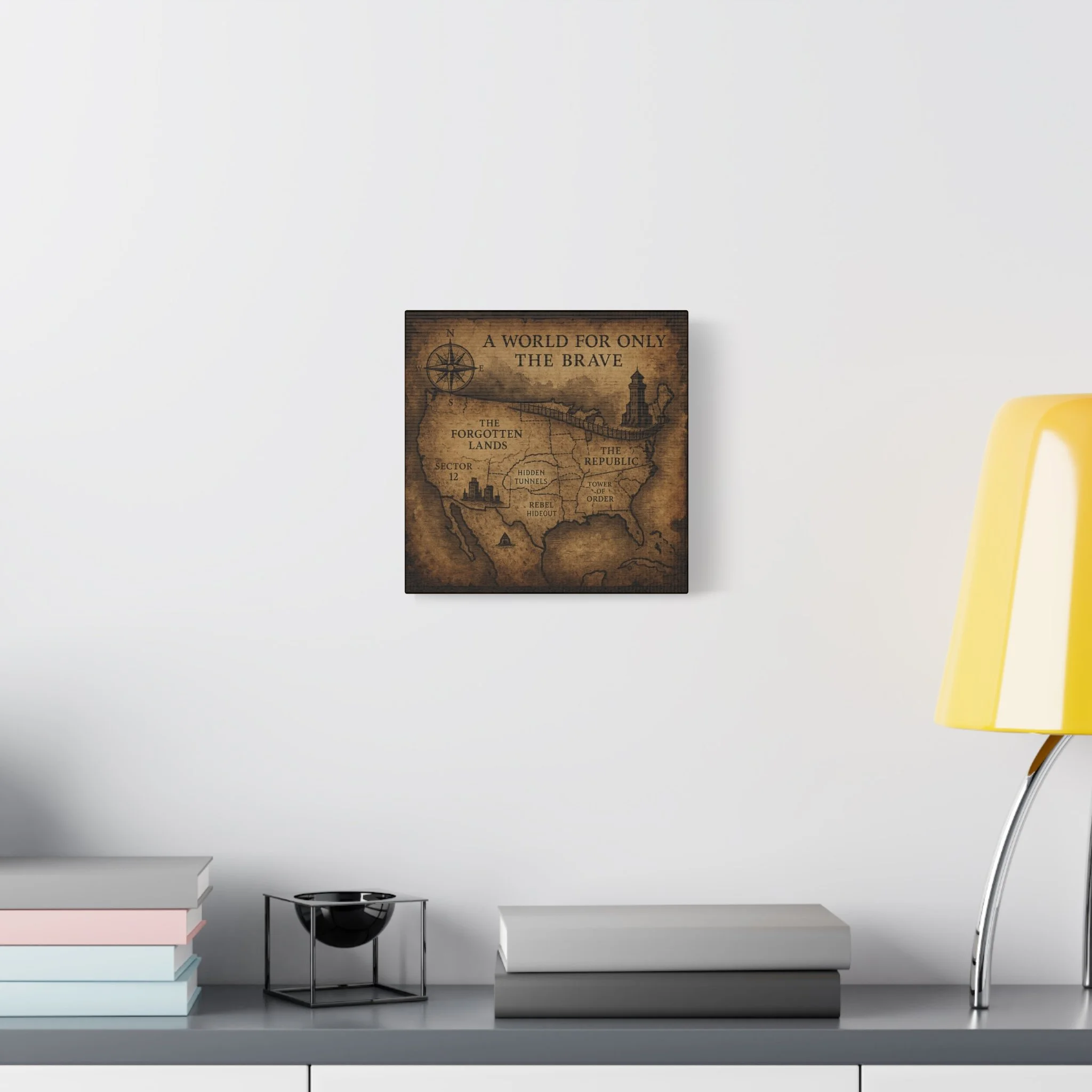 Adventure Map Canvas Wall Art - 'A World for Only the Brave'