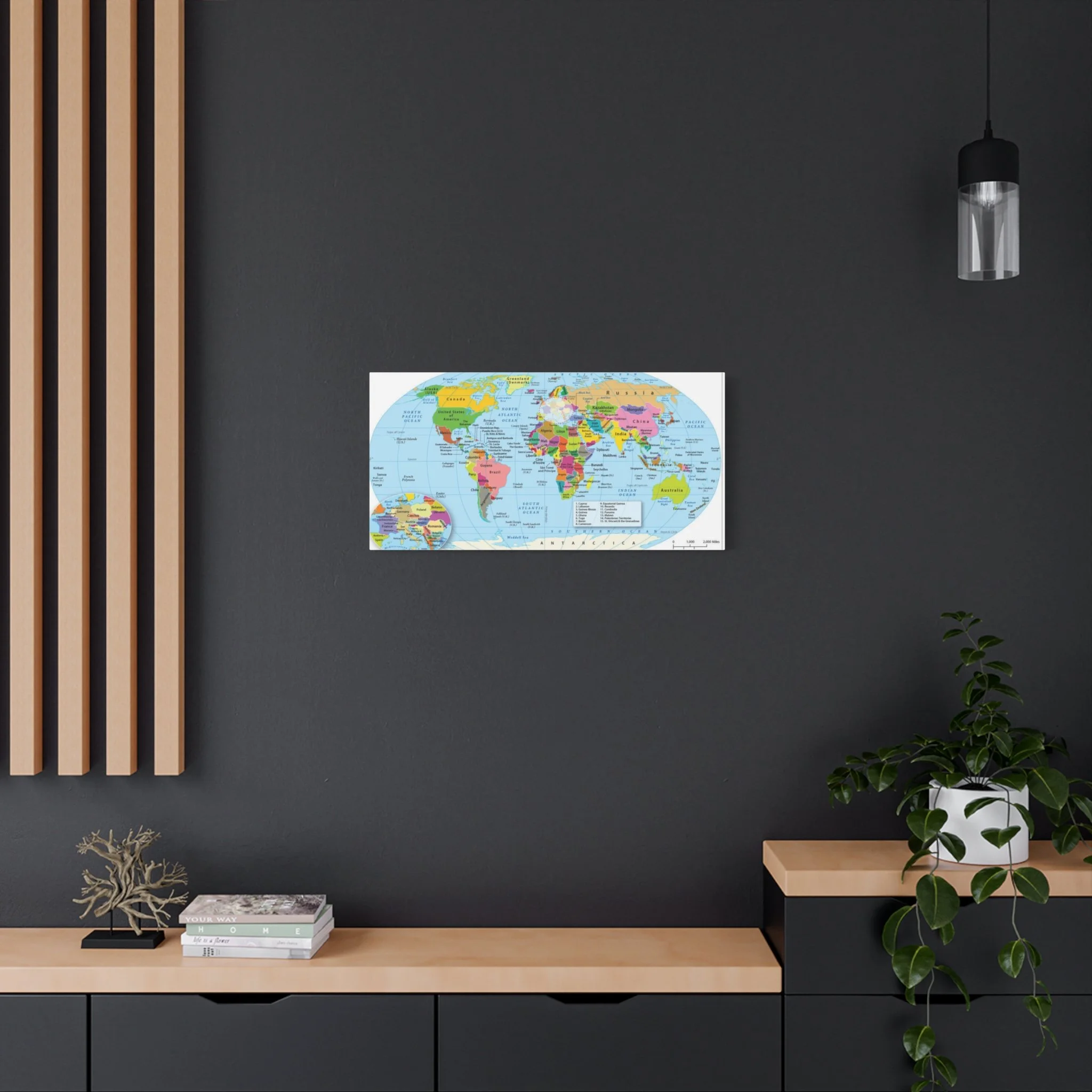 Colorful World Map Canvas Print - Perfect Home Decor for Geography Lovers