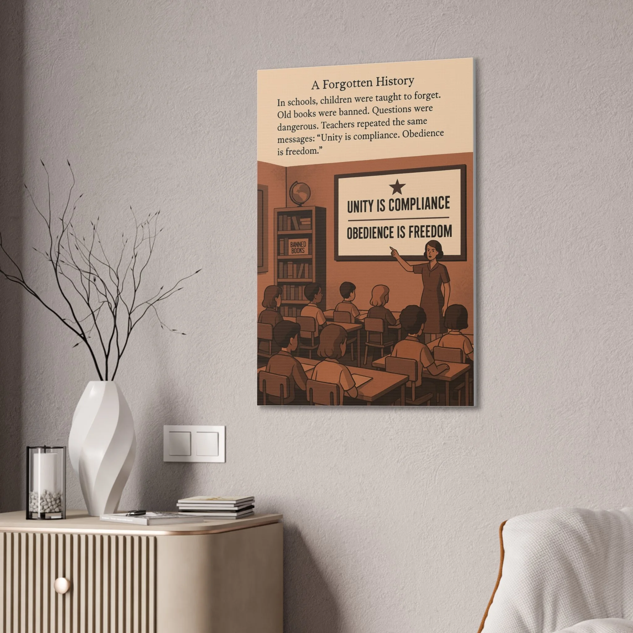 Educational Canvas Print - Unity is Compliance, Obedience is Freedom - Thought-Provoking Art for Classroom Decor