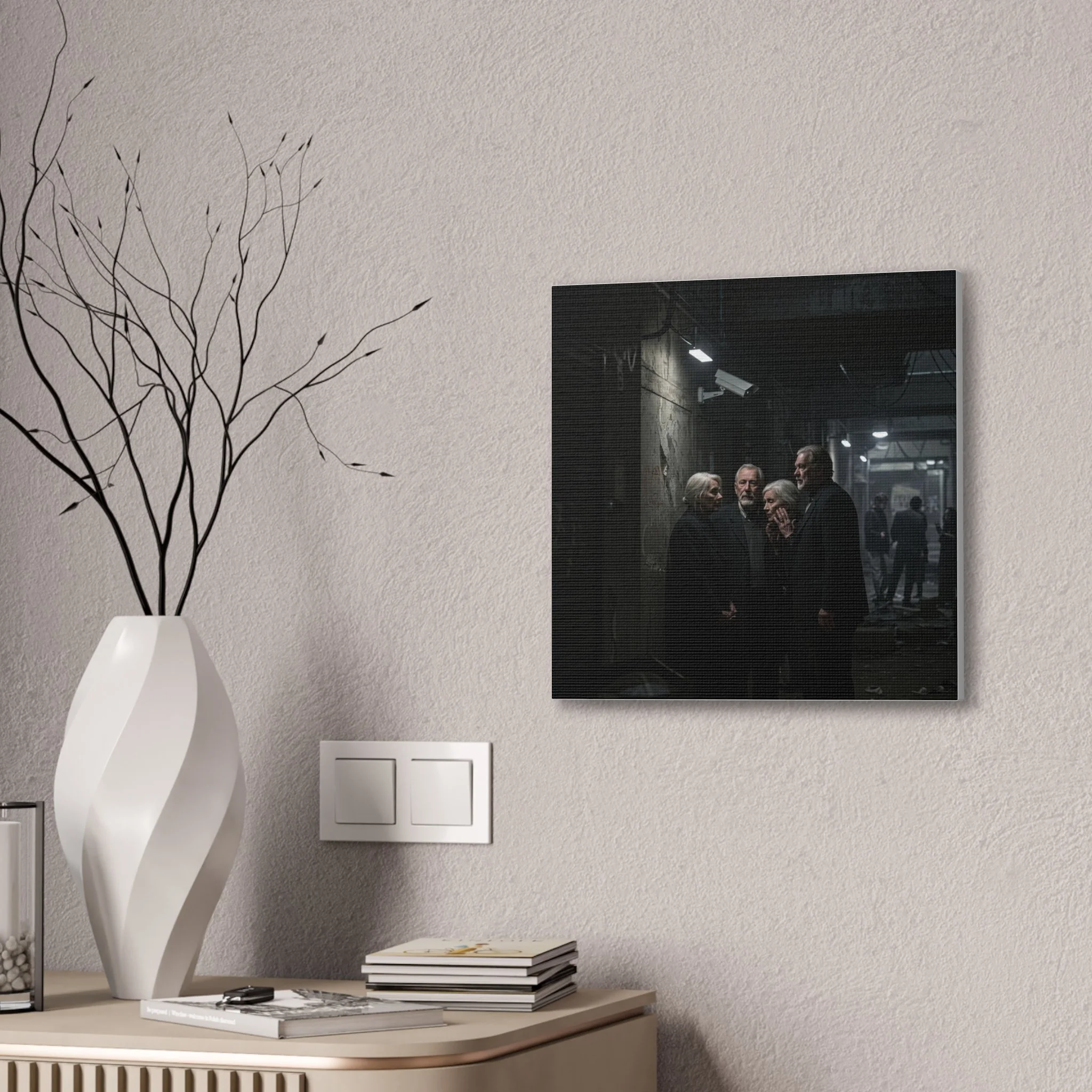 Mood-Infused Canvas Art Print - Urban Gathering Scene