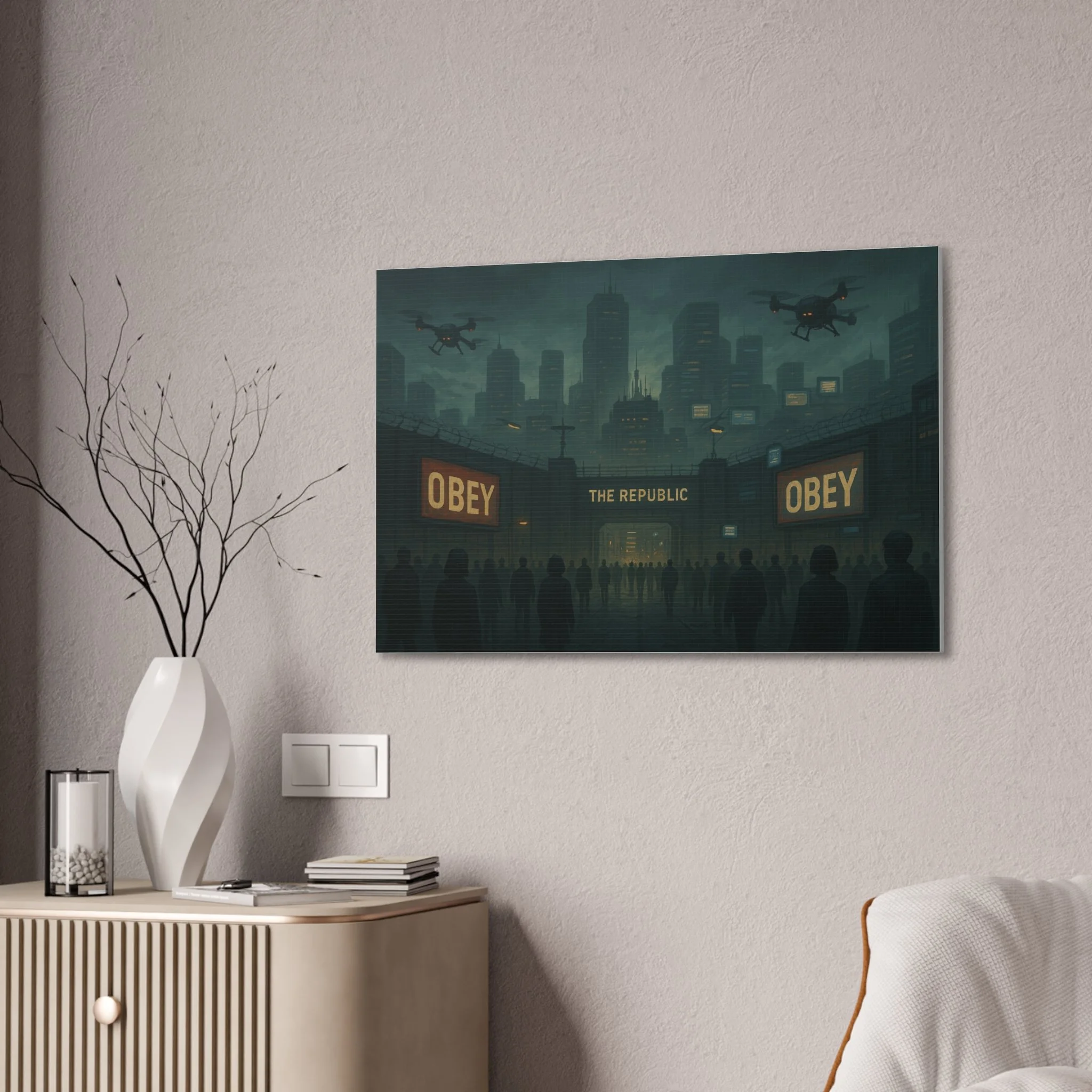 Dystopian Art Canvas Print - 'Obey the Republic'