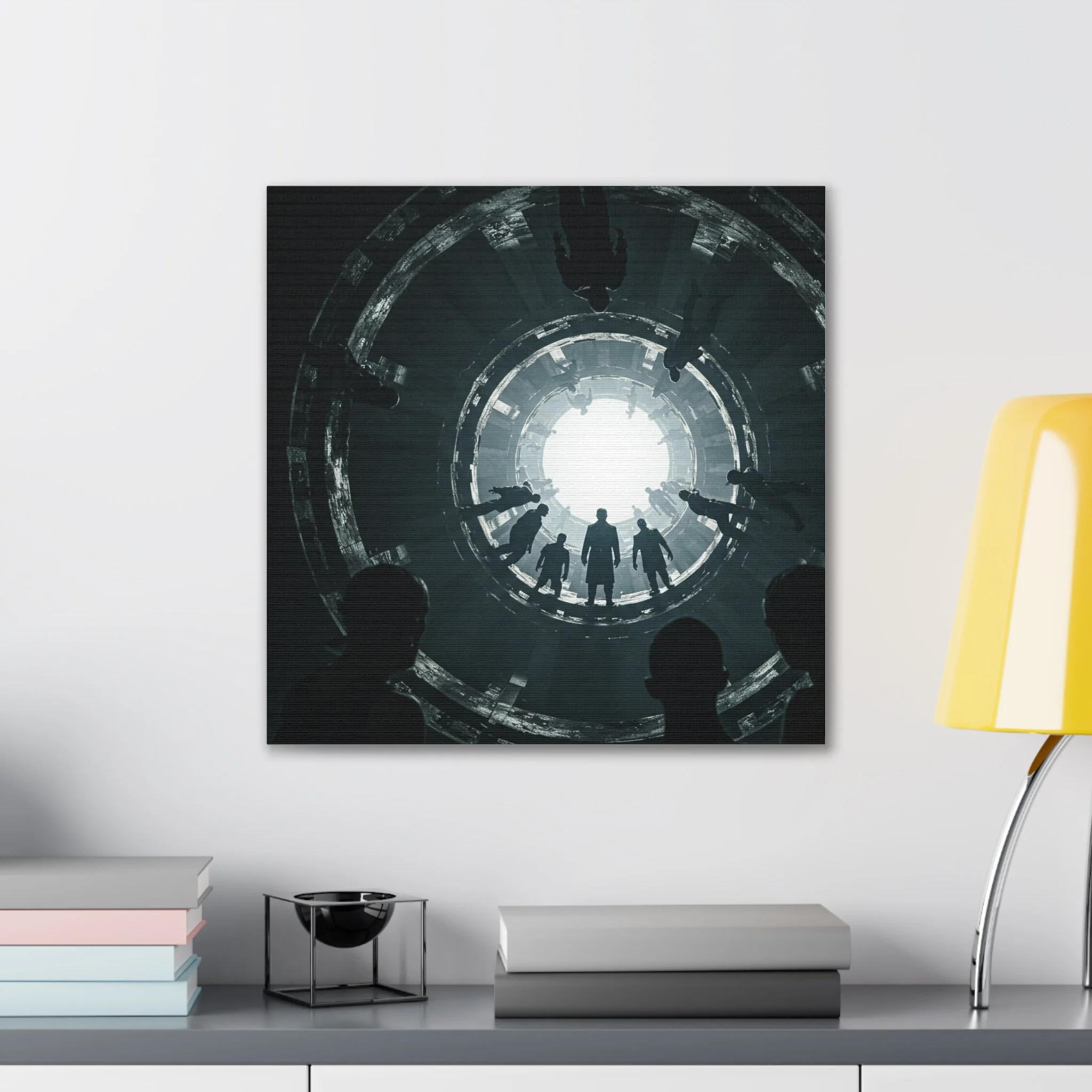 Abstract Canvas Art - Surreal Light Circle Wall Decor